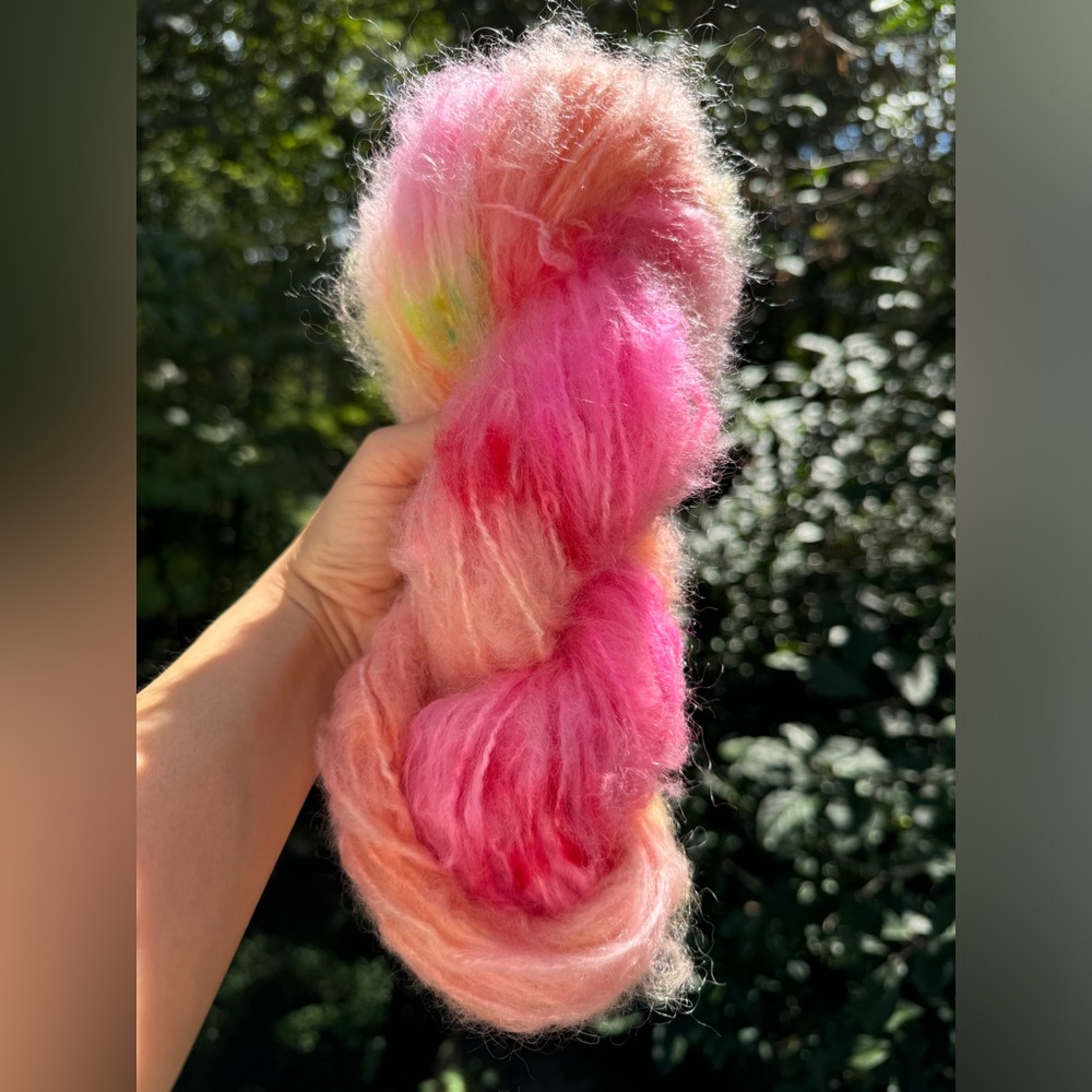 Hand dyed bulky mohair wool